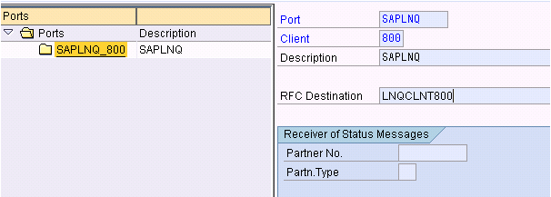 Port information in SM59