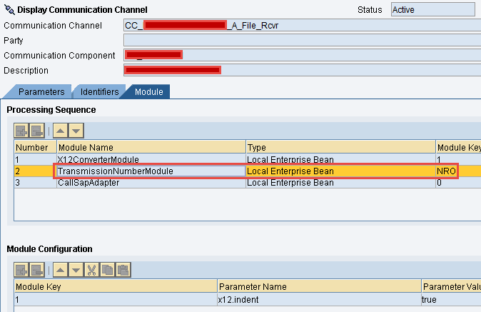Configure Receiver Communication Channel with 'TransmissionNumberModule'