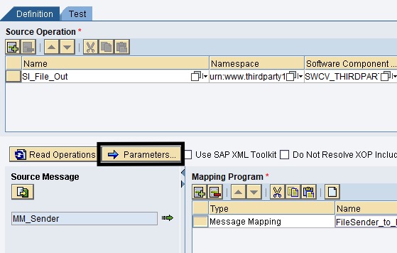 Click Message Mapping parameters under Definition tab