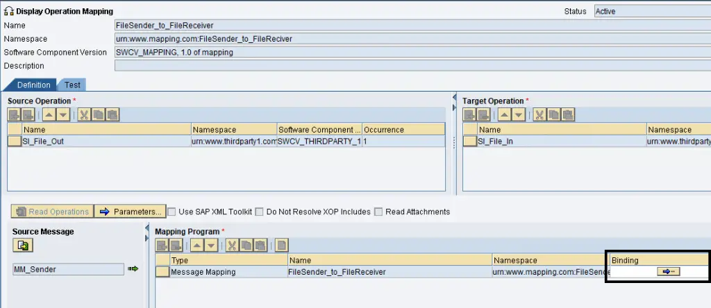 Select binding from Operation Mapping