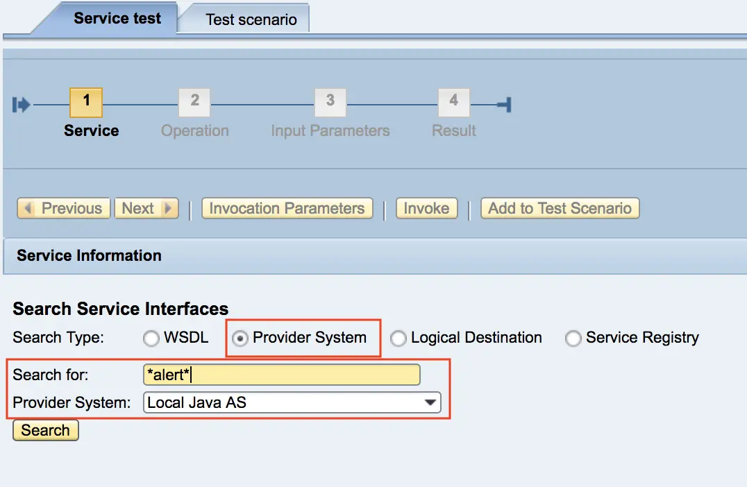 Select Service as Provide System in Alert Registration Wizard