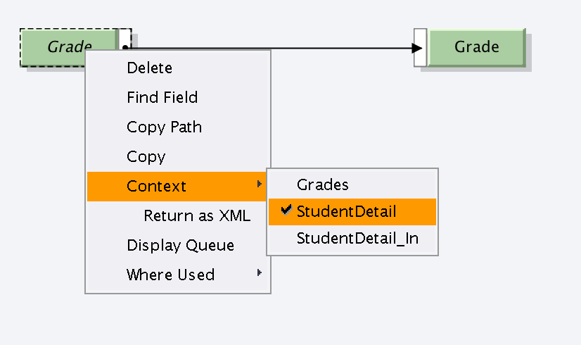 Change the Context of the element to 'StudentDetail' level. Right click on element and select Context.