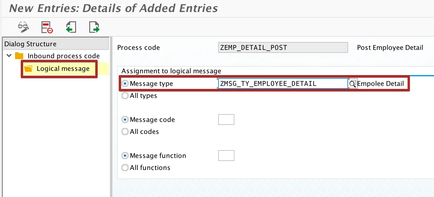 Assign logical Message Type to Process Code