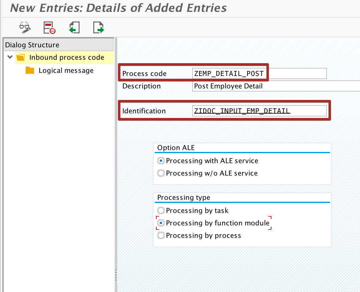 Configuration of inbound Process Code in transaction we42