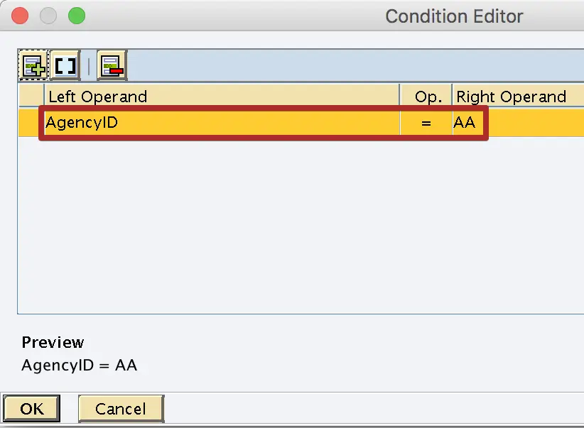 Condition Editor with Context Object