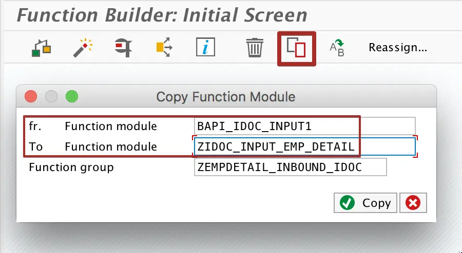 Copy inbound iDoc processing function module to custom z function module.