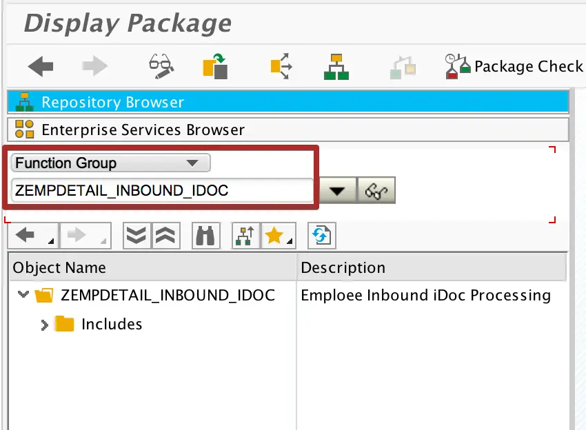 Function Group for inbound iDoc Function Module - se80