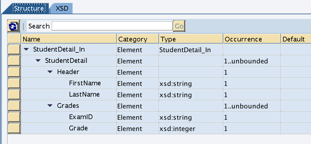 Message type which represent the student grade detail in ESR