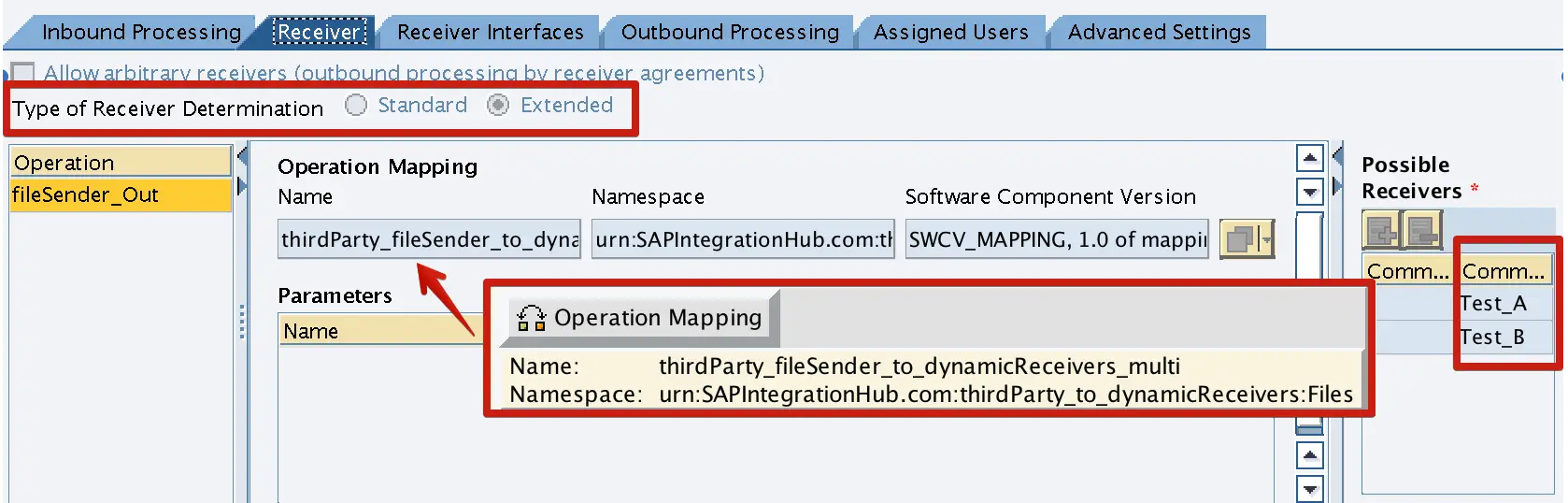 Integration Configuration Object Type of Receiver Determination - Extended