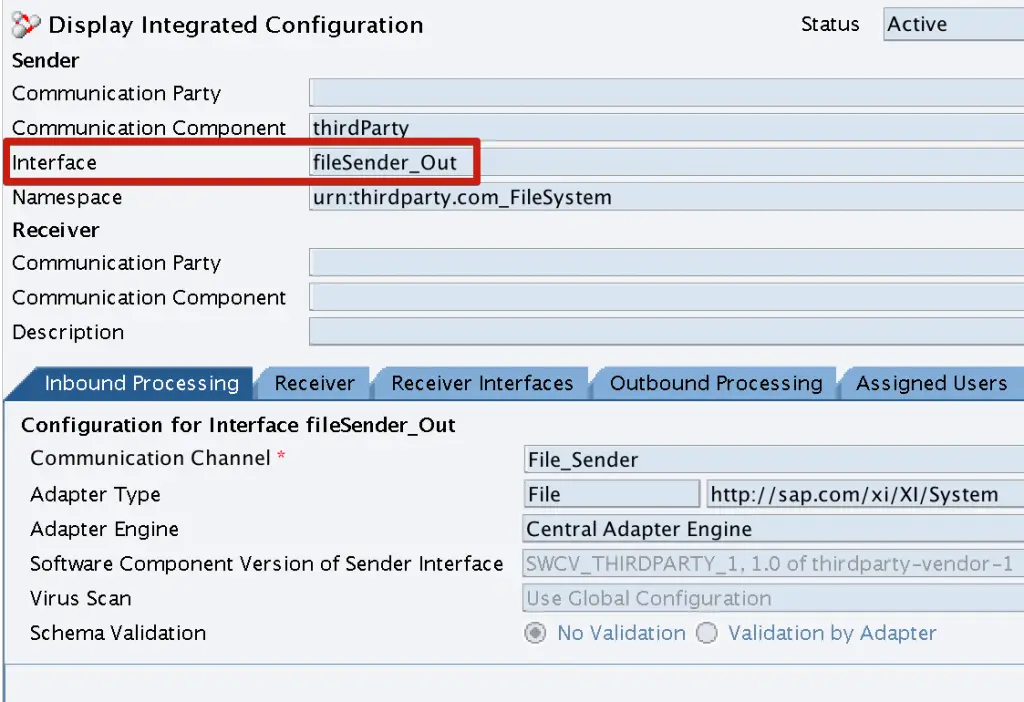 Integration Configuration Object Inbound Processing Configuration