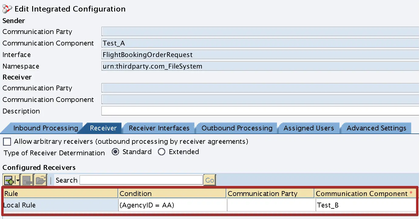 Receiver Determination with Context Object based condition