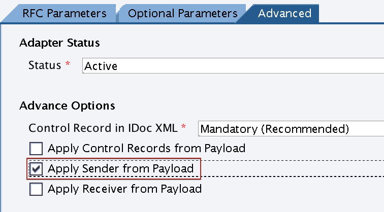 Activate 'Apply Sender from Payload' in receiver iDoc_AAE adapter