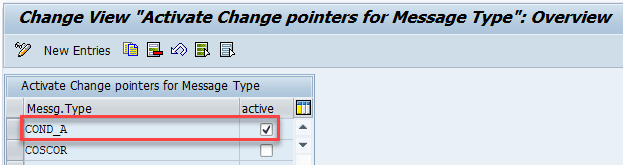 Activate Change Pointers for Message Type COND_A