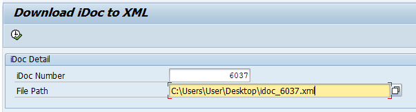 selection screen of ABAP program to download iDoc to XML file.