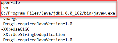 Configure eclipse .ini file with JDK file path