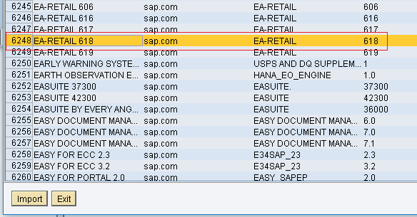 Select the EA-RETAIL Software Component Version to ESR from SLD SWCV list
