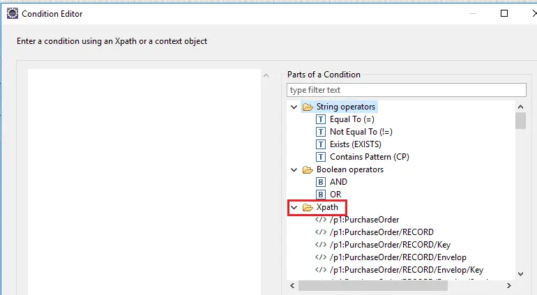 Define Xpath condition in iFlow. Select the Xpath