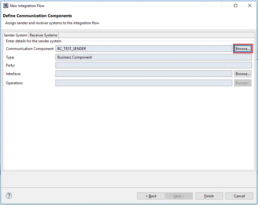 Select Sender and Receiver Systems related to iFlow