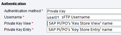sFTP Private Key configuration.