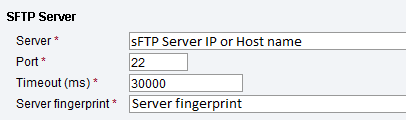sFTP Server, Port and Server Finterprint Configuration in Communication Channel