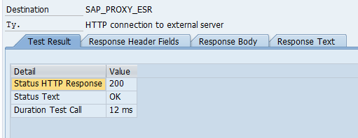 HTTP output of Connection test. Code 200