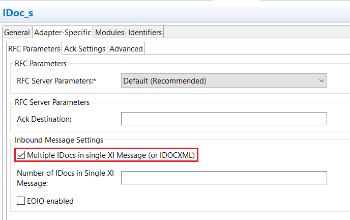 iDoc sender adapter Communication Channel Configuration with multiple iDocs in single XI message.