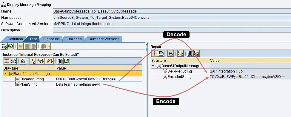 base64 encoding and decoding using UDFs example. Example Overview: Functionality of the UDFs and expected result. Graphical mapping tool test.