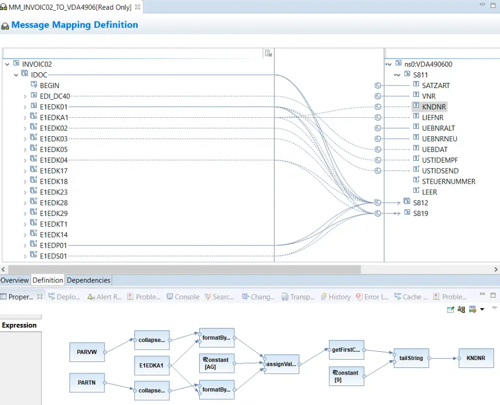 Graphical Message Mapping program in NWDS ESR perspective for SAP PI PO development