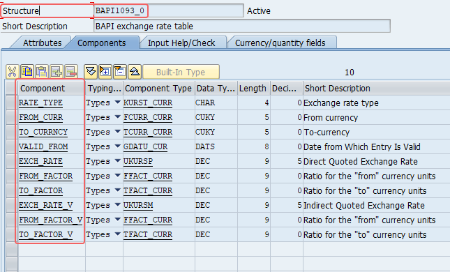 DDIC data type of Exch_rate parameter of the BAPI