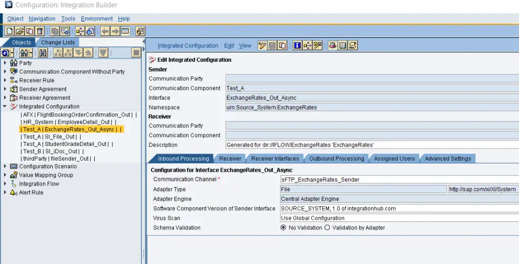 Integrated Configuration created in ID swing client