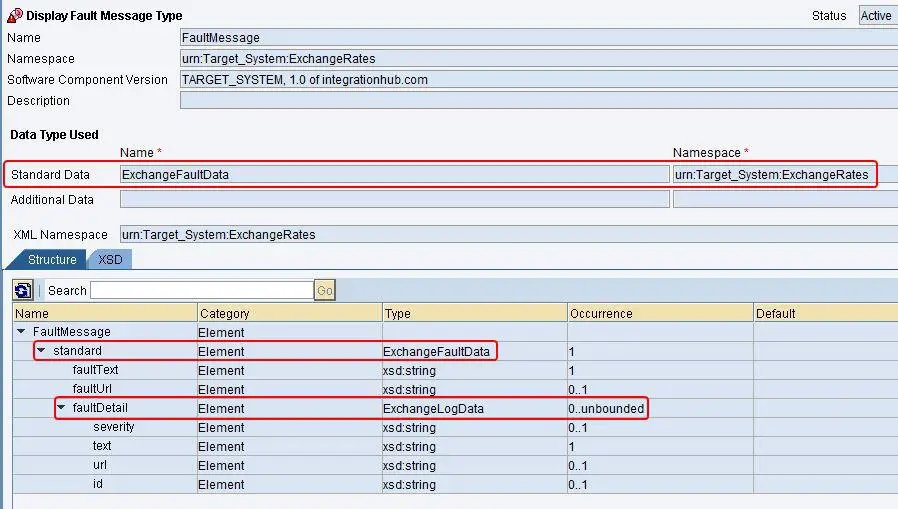 Fault Message structure in ESR with header and fault log data