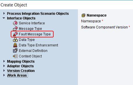 Right click and select new object to create Fault Message Type in ESR.