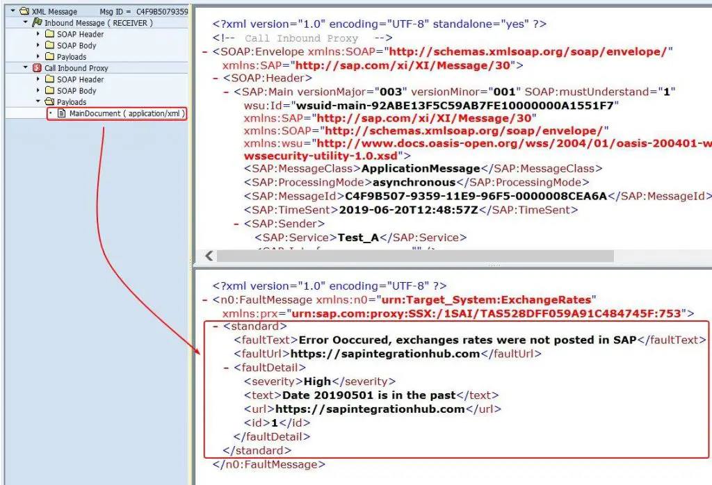 Fault Message data displayed in SXMB_MONI under main document section of proxy message