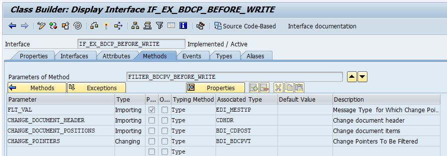 Parameters of  method FILTER_BDCPV_BEFORE_WRITE of Change Pointer filter BADI in transaction se18.