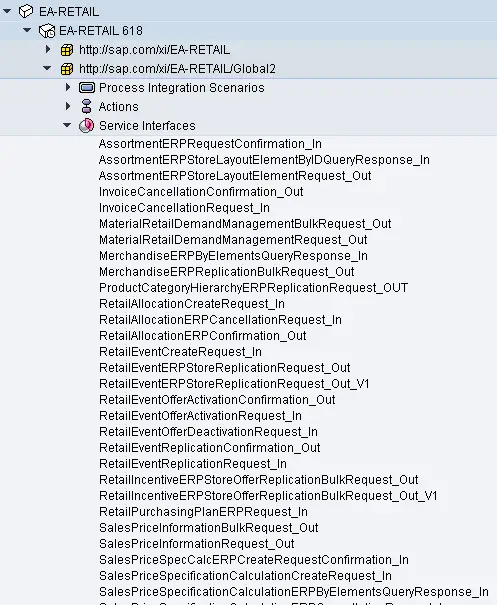 Standard proxy (SOAP) services of IS-Retail and SAP HANA systems in EA-RETAIL SWCV in ESR