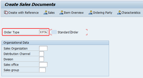 Create new sales order transaction va01 in SAP with order type as XSTA