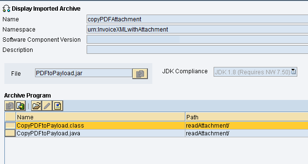 Imported archive or the java mapping created in NWDS imported to ESR. Jar file imported as a imported archive