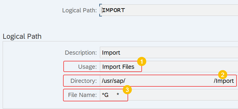 SAP SPRO configuration view to define usage, directory and file name of logical path - FEB_FILE_HANDLING