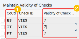 Customization in SAP S4 HANA for VIES VAT automation. View V_OVF_VALIDITY. Activate validation at company code level