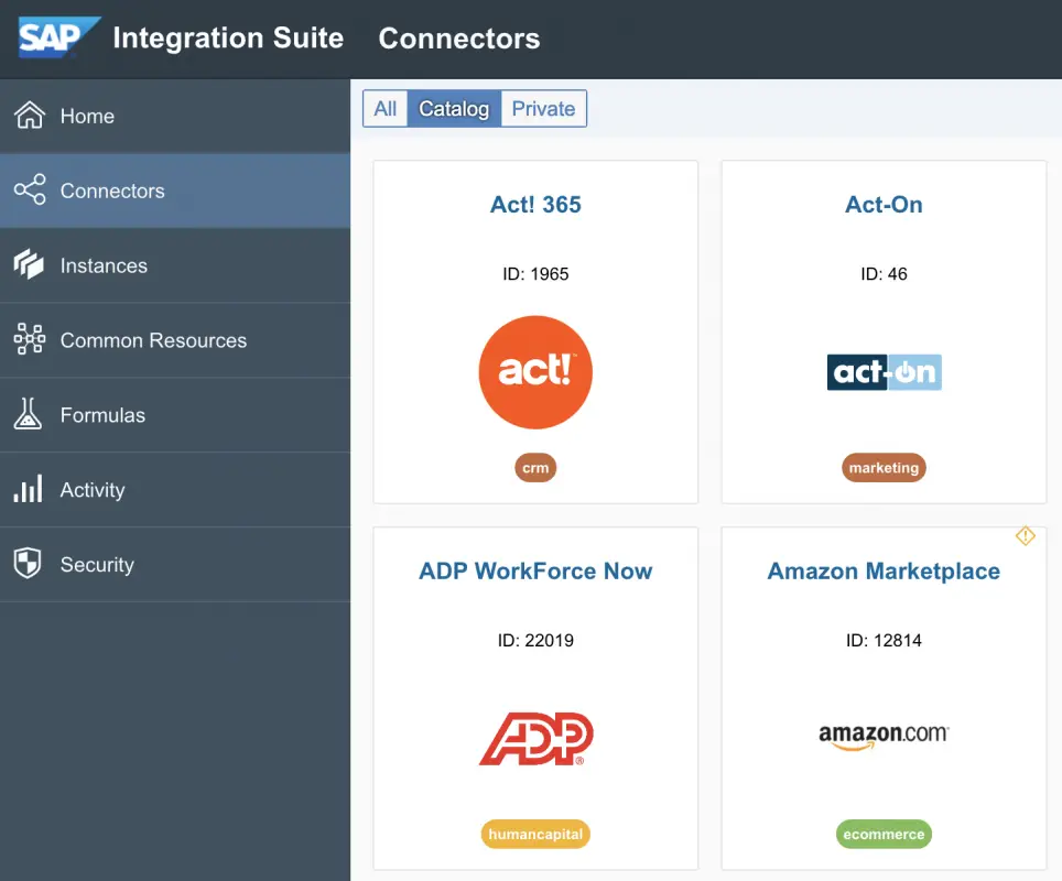 SAP integration suite open connectors home