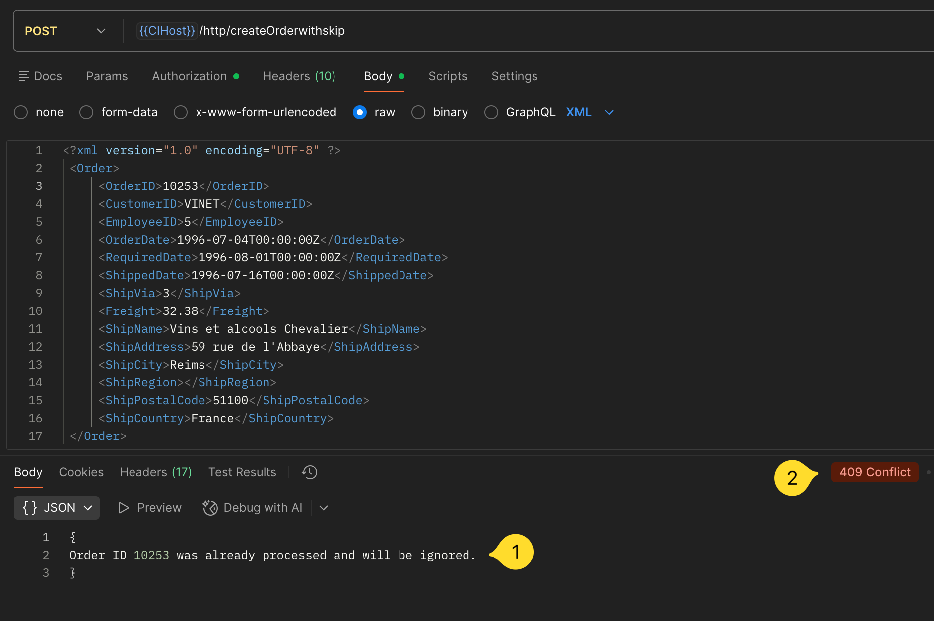 RESPONSE CODE 400 visual data 2